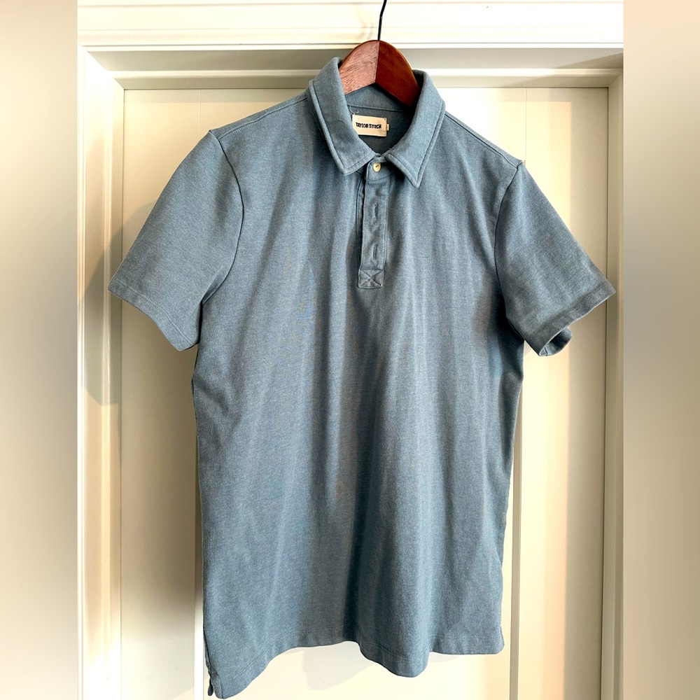 Taylor Stitch Heavy Bag Polo in Ocean color.